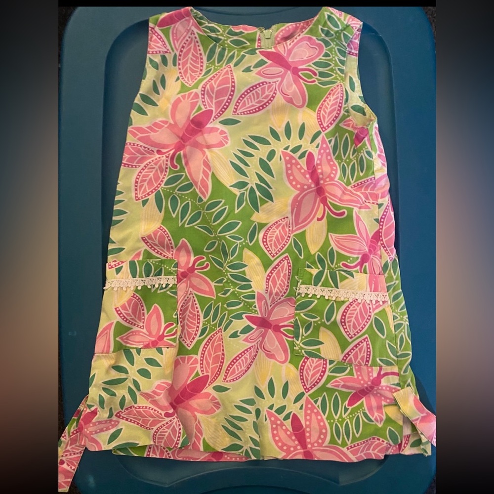Lily Pulitzer Dress with Pink and Green Floral Pattern
